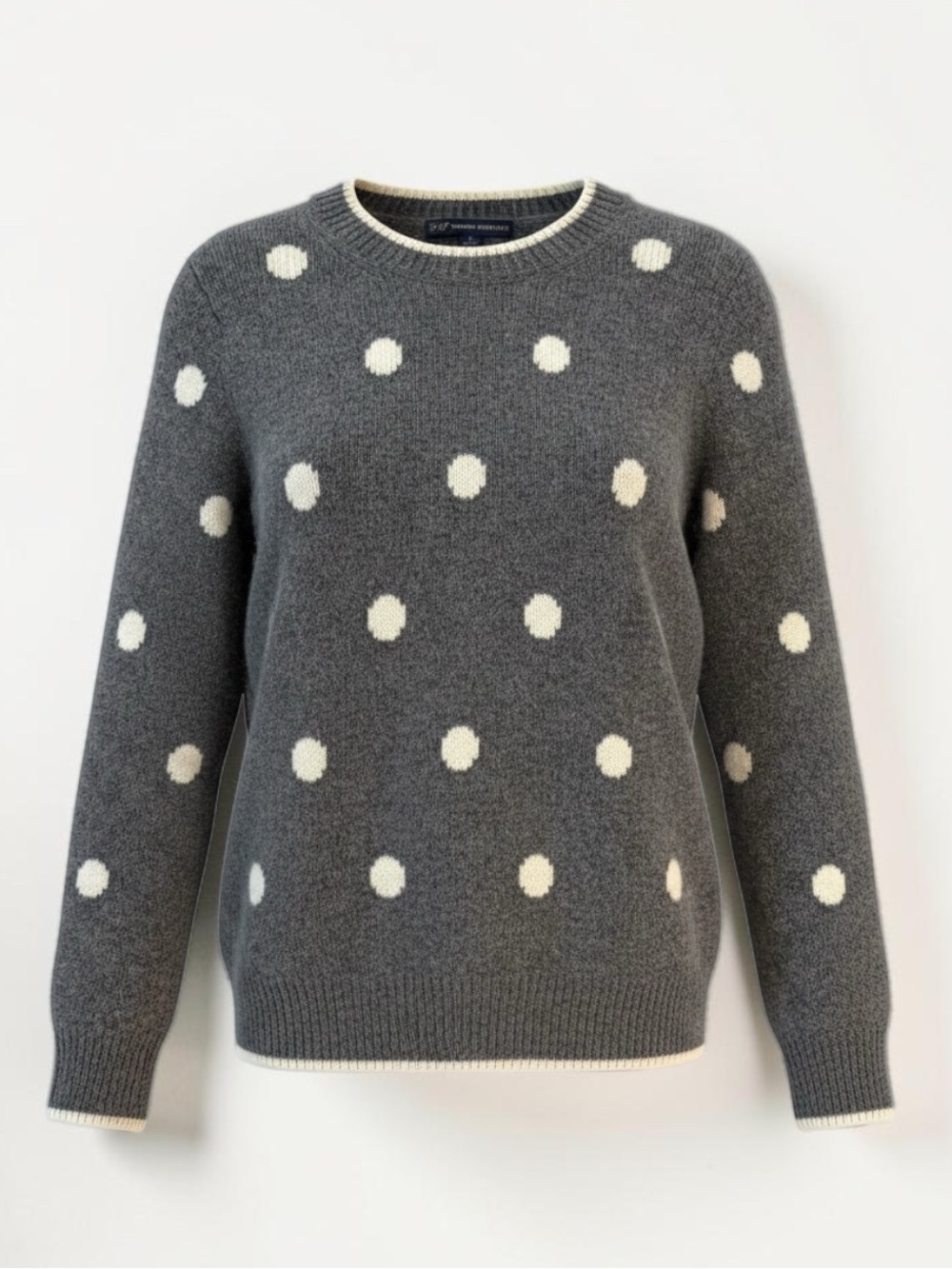 Brooks Brothers 346 Gray Polka Dot Wool Blend Crewneck Sweater - Size L